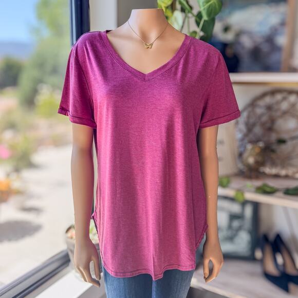 Ofeefan, Magenta Women's Large V-Neck Short Sleeve Premium Tee - Picture 1 of 10